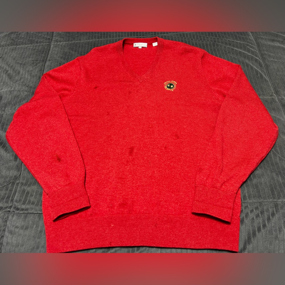 Peter Millar Men's 100% Pure Cashmere V Neck Sweater - Size Large CRYSTAL DOWNS